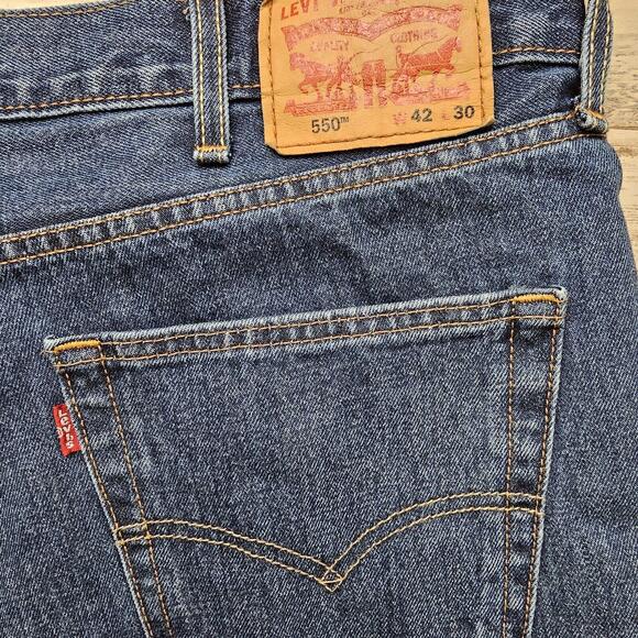Levi's Strauss 550 Mens 42x30 Mid Rise Straight Leg Denim Jeans Blue COMFORTABLE - Picture 6 of 9